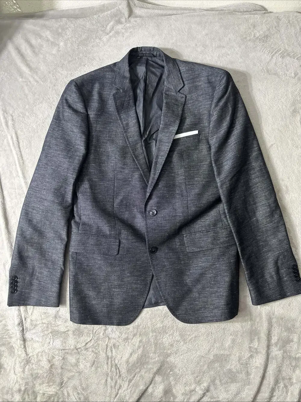 Hugo Boss Men’s Blazer 40R Black Cotton Linen Sport Coat Two Button